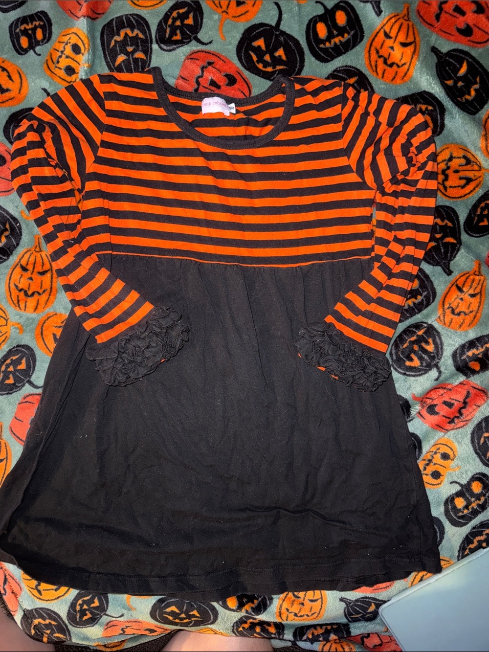 Orange and Black Striped Long Sleeve Tunic Top